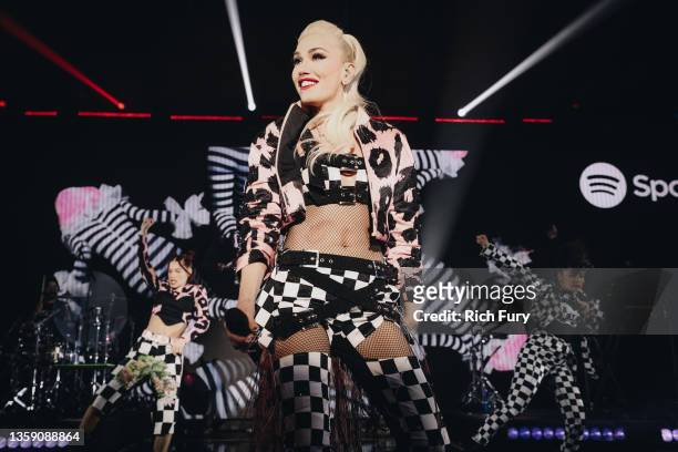 Gwen Stefani performs onstage during Spotify Celebrates Wrapped with “A Totally Normal Party for 2021” featuring a special performance by Gwen...