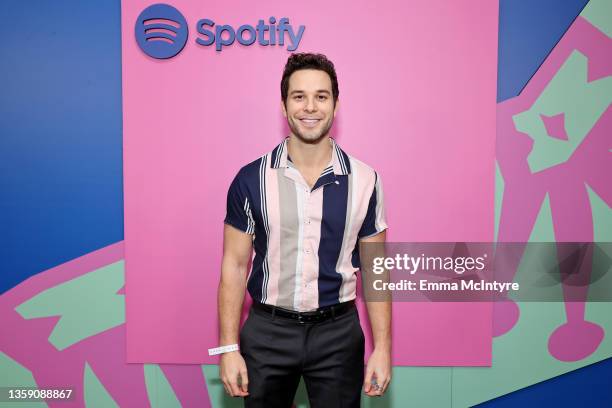 Skylar Astin attends Spotify Celebrates Wrapped with “A Totally Normal Party for 2021” featuring a special performance by Gwen Stefani on December...