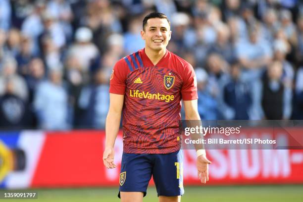 Rubio Rubin Real Salt Lake during a game between Real Salt Lake and Sporting Kansas City at Children's Mercy Park on November 28, 2021 in Kansas...