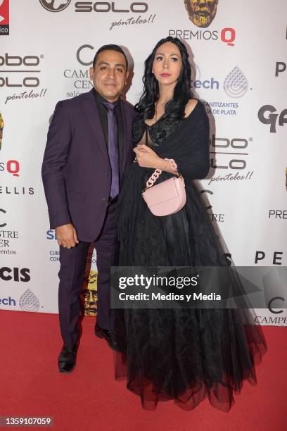 Luis Fernando Peña and Ali Norris pose for photos on the red carpet during the Q Awards by Q magazine at Teatro Centenario Coyoacan on December 14,...