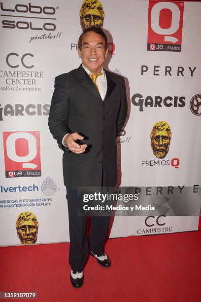 Marcos Valdés poses for photos on the red carpet during the Q Awards by Q magazine at Teatro Centenario Coyoacan on December 14, 2021 in Mexico City,...