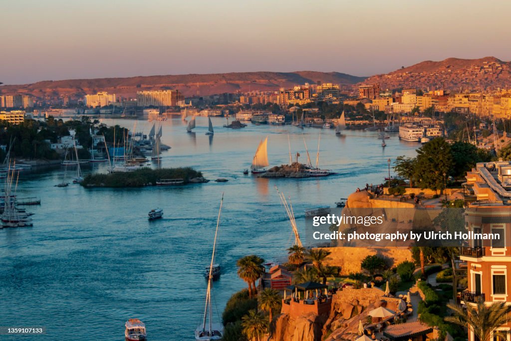 Sailboats on Nile River, Aswan, Egypt