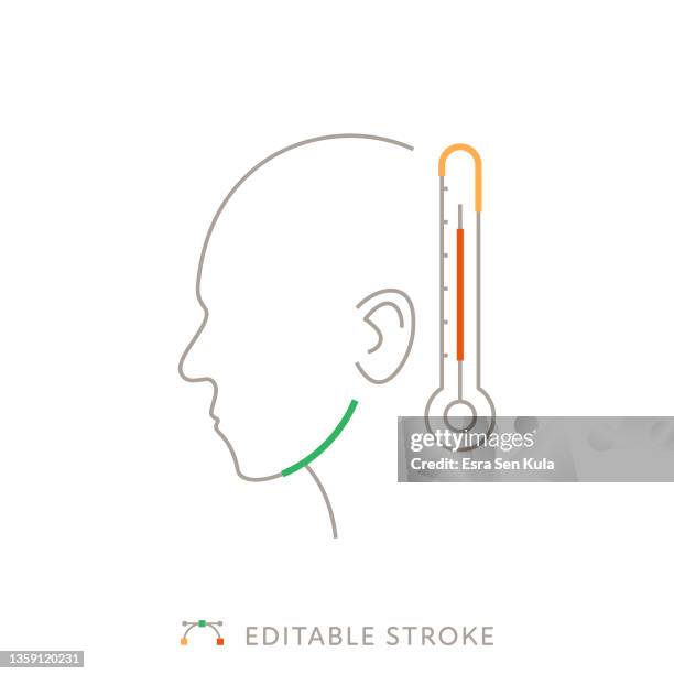 fever multicolor line icon with editable stroke - thermogram stock illustrations stock illustrations
