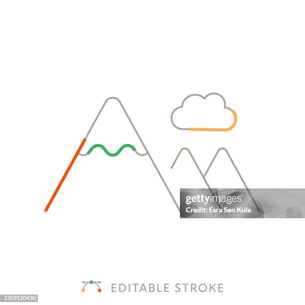 mountain peak multicolor line icon with editable stroke - peak performance stock illustrations