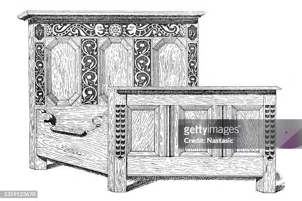 bedstead - four poster bed stock illustrations
