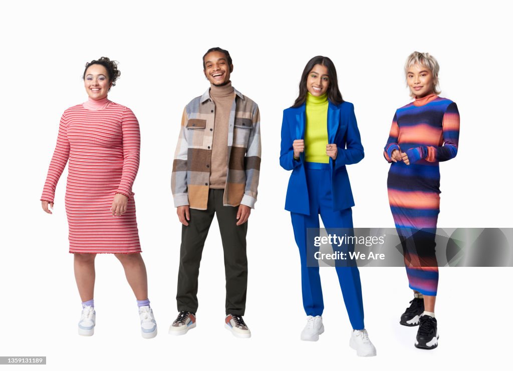 Line up of Fashionable Gen Z adults