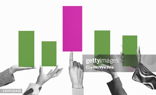 Hands holding up columns of bar graph Hands holding up columns of bar graph