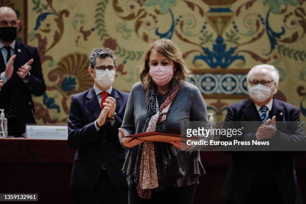 Ana Maria Cabrera Perez , with the Minister of the Presidency, Relations with Parliament and Democratic Memory, Felix Bolaños , and the Minister of...