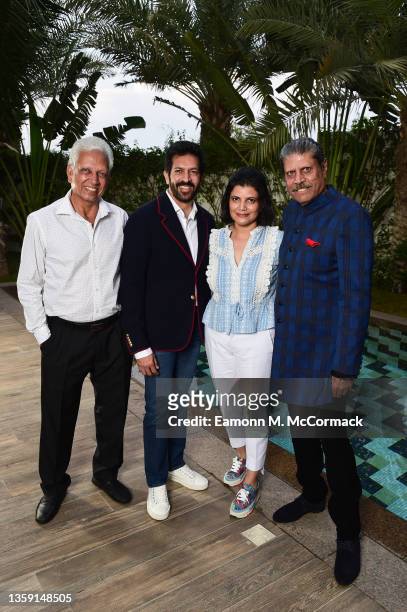 Mohinder Amarnath, Kabir Khan, Shivani Pandya and Kapil Dev attend the "83" Photocall during The Red Sea International Film Festival on December 15,...