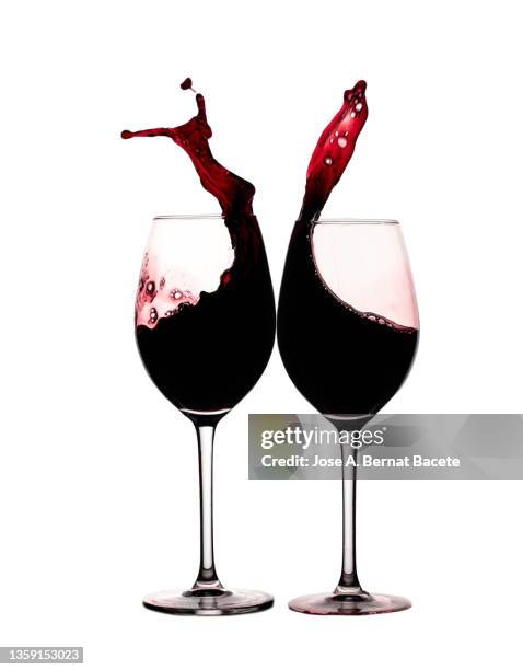 toast with two glasses of wine on a white background. - glass half full party stock pictures, royalty-free photos & images