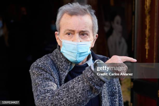 Actor Juan Diego attends the Veronica Forque Funeral Chapel at the Español Theater on December 15, 2021 in Madrid, Spain.