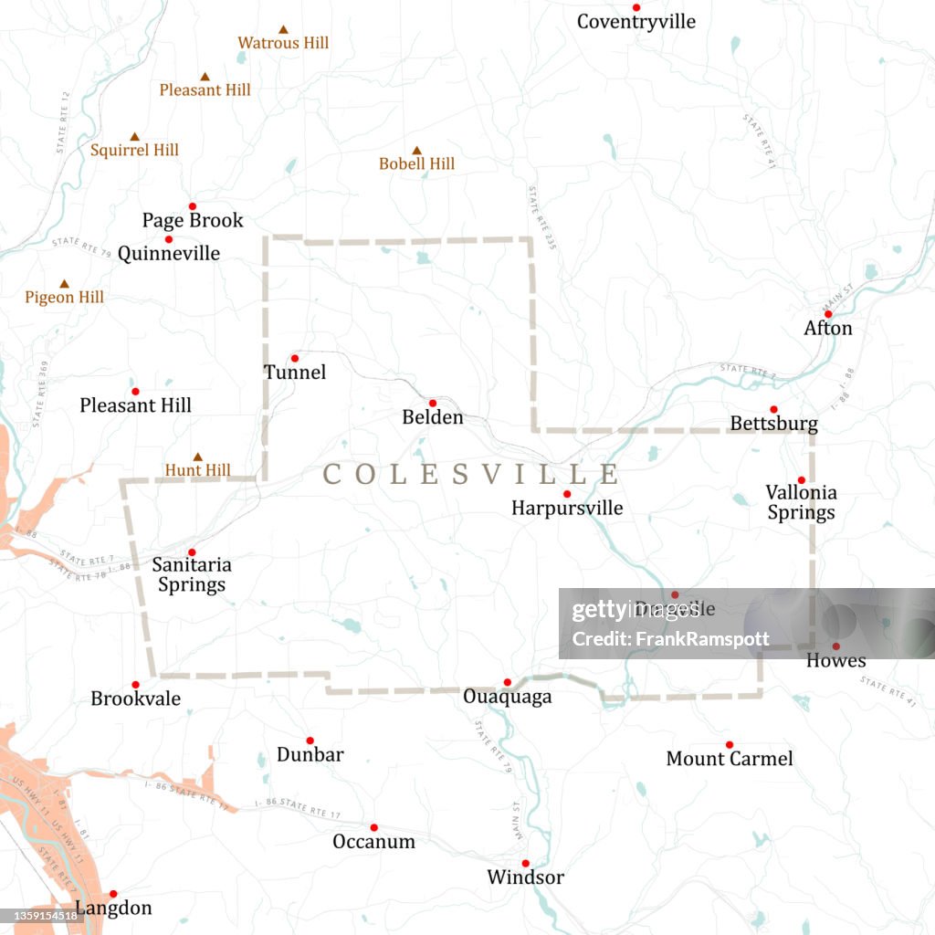 NY Broome Colesville Vector Road Map