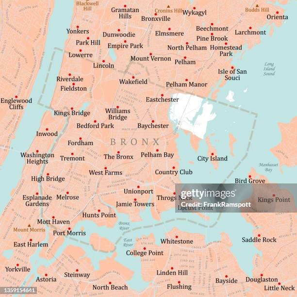 ny bronx bronx vector road map - bronx map stock illustrations