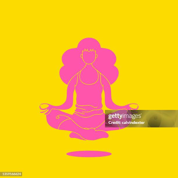 young adult woman doing yoga in silhouette - reflective spirituality stock illustrations