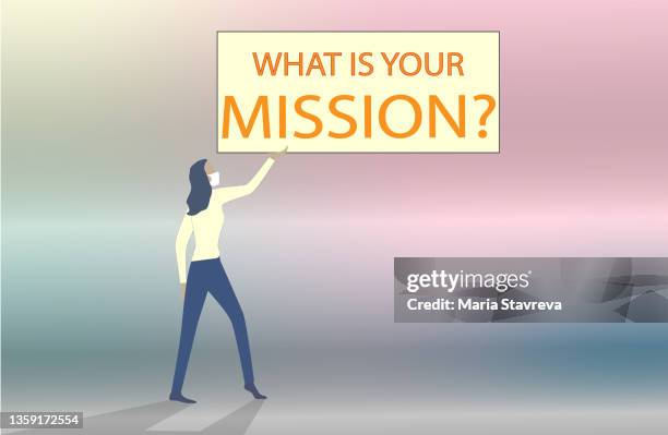 stockillustraties, clipart, cartoons en iconen met what is your mission ? - missia