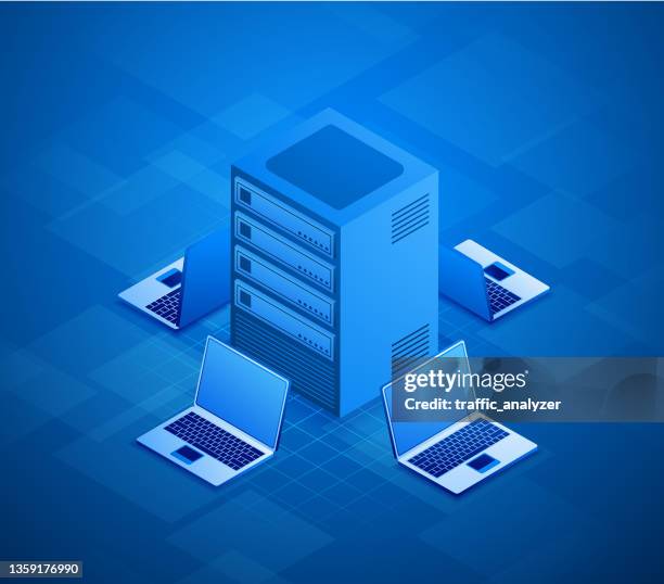 laptops isometric background - sql stock illustrations
