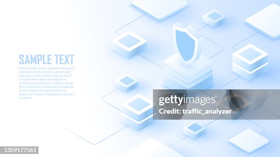 Technical isometric background - shield Technical isometric background - shield