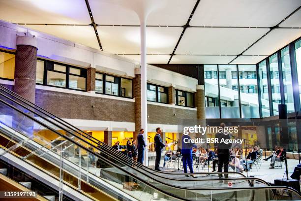 Leader and prime minister Mark Rutte, D66 leader Sigrid Kaag, CDA leader Wopke Hoekstra and ChristenUnie leader Gert-jan Segers are seen during the...