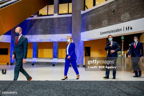 Leader and prime minister Mark Rutte, D66 leader Sigrid Kaag, CDA leader Wopke Hoekstra and ChristenUnie leader Gert-jan Segers are seen during the...