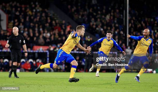 James Ward-Prowse of Southampton celebrates after scoring their sides first goal with team mate Nathan Redmond during the Premier League match...