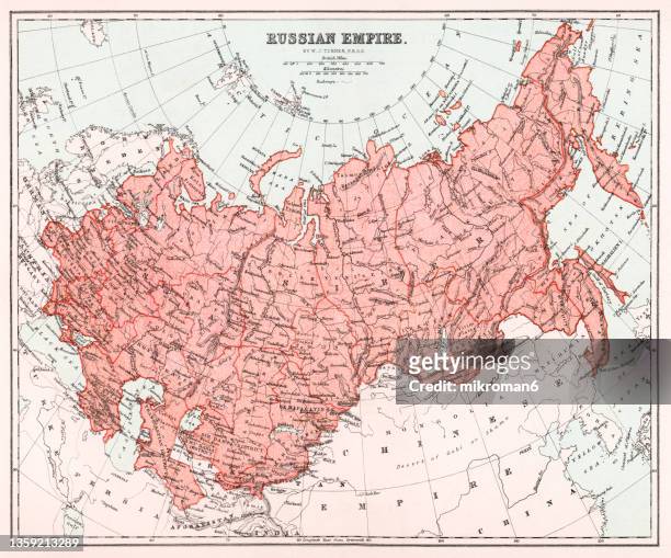 old map of russian empire - imperio fotografías e imágenes de stock