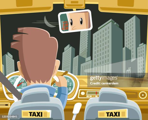ilustraciones, imágenes clip art, dibujos animados e iconos de stock de interior del taxi - cuadro de instrumentos