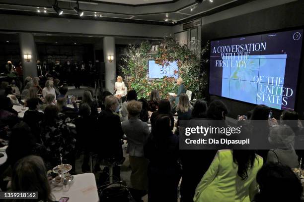 First Lady Jill Biden and Mika Brzezinski speak onstage during Forbes x Know Your Value 50 Over 50 on December 15, 2021 in New York City.