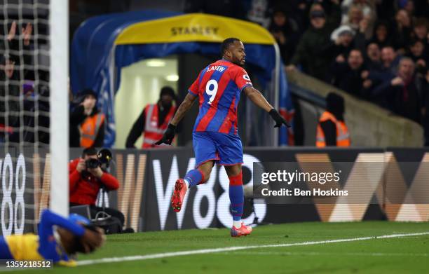 Jordan Ayew of Crystal Palace celebrates after scoring their sides second goal during the Premier League match between Crystal Palace and Southampton...