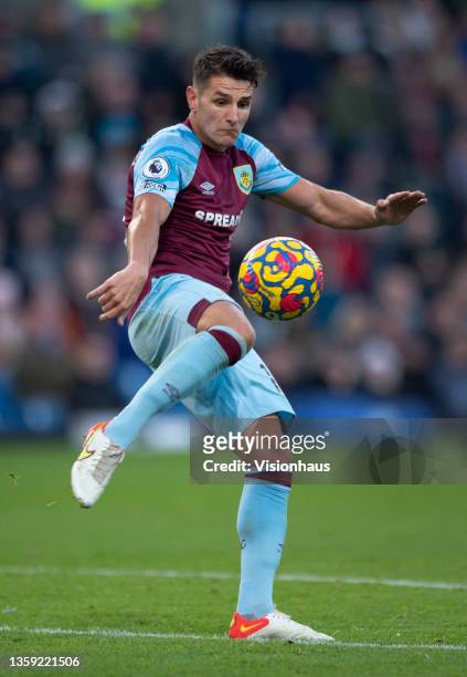 Ashley Westwood of Burnley during the Premier League match between Burnley and West Ham United at Turf Moor on December 12, 2021 in Burnley, England.