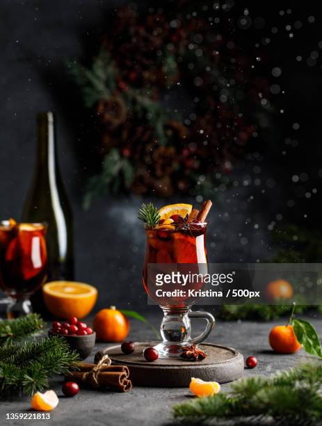 christmas mulled wine,close-up of food and drink on table,belarus - ホットワイン ストックフォトと画像