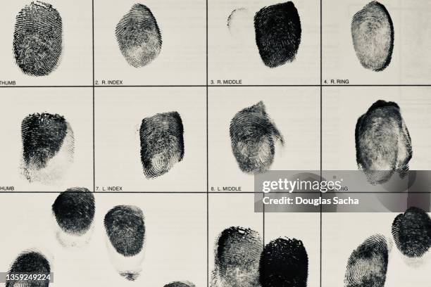 fingerprint card for law enforcement identification - detetive imagens e fotografias de stock
