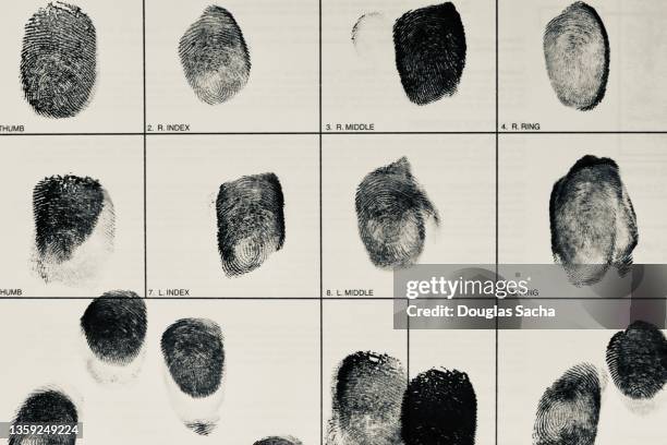 fingerprint card for law enforcement identification - criminoso - fotografias e filmes do acervo