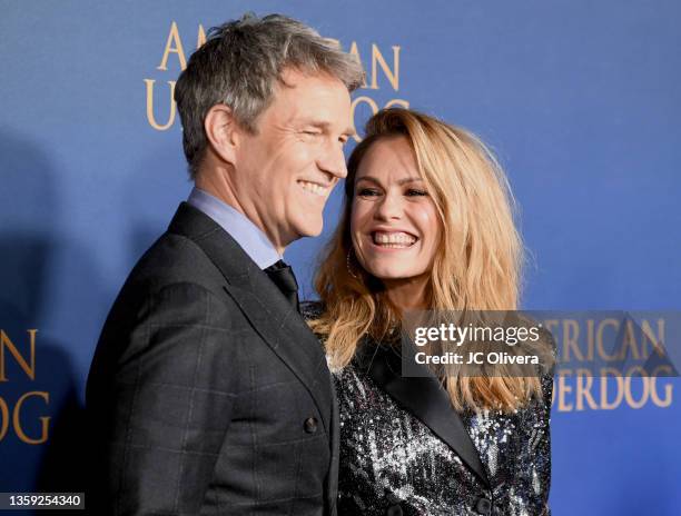 Stephen Moyer and Anna Paquin attend the Los Angeles premiere of Lionsgate's "American Underdog" at TCL Chinese Theatre on December 15, 2021 in...