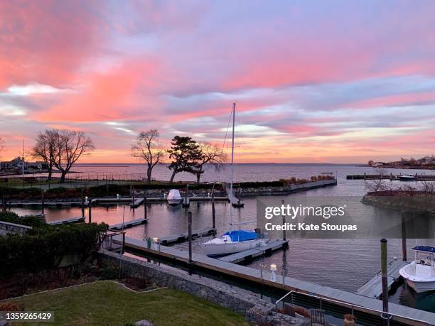 sunrise over the bay - connecticut stock pictures, royalty-free photos & images