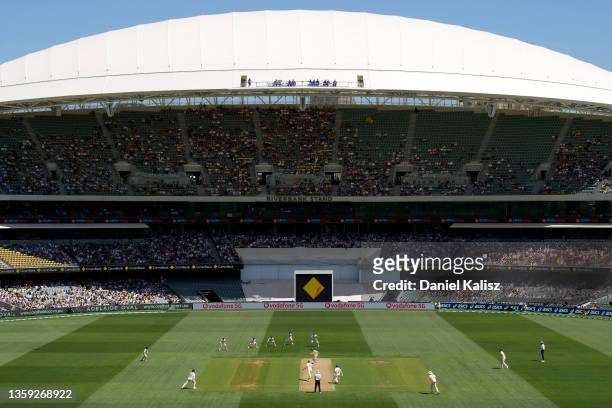 General view of play during day one of the Second Test match in the Ashes series between Australia and England at the Adelaide Oval on December 16,...