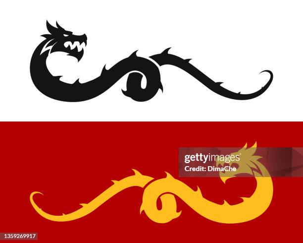 chinesischer drache ausgeschnittenes symbol - best dragon tattoos stock-grafiken, -clipart, -cartoons und -symbole