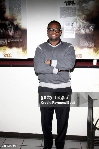 Singer Carl Thomas poses for photos during "The Experience With Carl Thomas" at the DuSable Museum in Chicago, Illinois on DECEMBER 06, 2011.