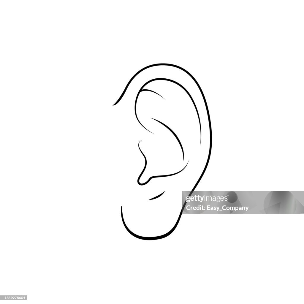 Schwarz-Weiß-Vektorillustration der Kinderaktivität Malbuchseiten mit Bildern von Orange Ohr.