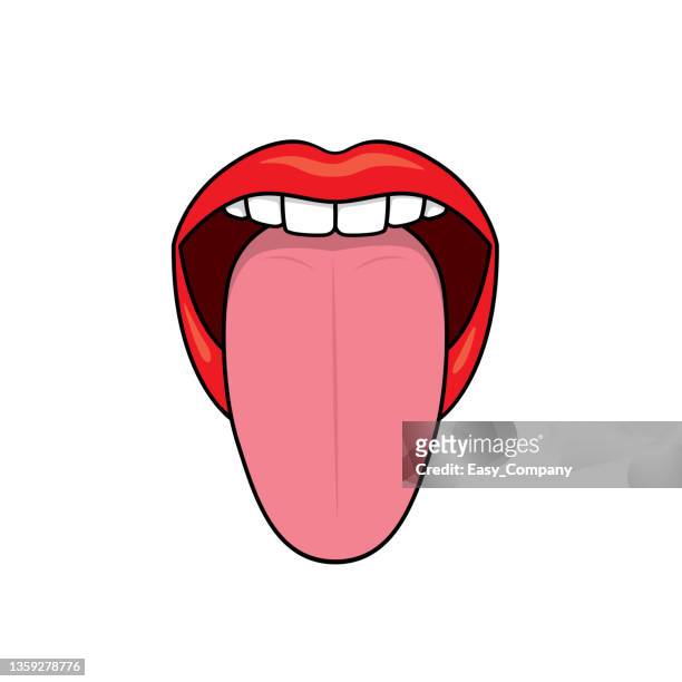 color vector illustration of children's activity coloring book pages with pictures of organ tongue. - word of mouth stock illustrations
