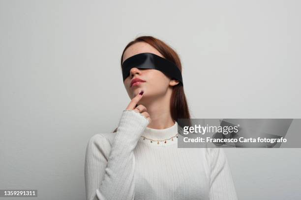 blindfold - 3 wise monkeys stock pictures, royalty-free photos & images