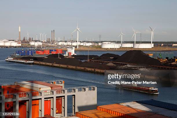 port of rotterdam - coal transport stock pictures, royalty-free photos & images