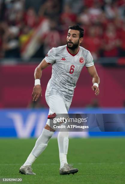 Ghilane Chalali of Tunisia in action during the FIFA Arab Cup Qatar 2021 Semi-Final match between Tunisia and Egypt at Stadium 974 on December 15,...