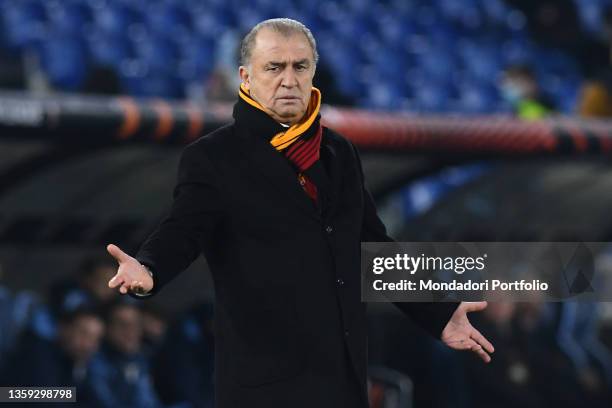 Galatasaray trainer Fatih Terim during the Lazio-Galatasaray match at the Stadio Olimpico. Rome , December 09th, 2021