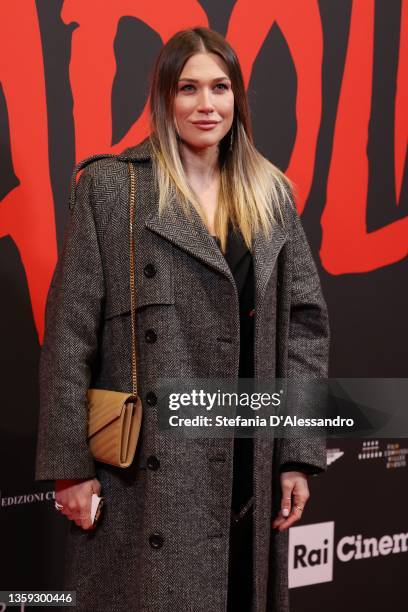 Benedetta Mazza attends the premiere of the movie "Diabolik" at Cinema Odeon on December 15, 2021 in Milan, Italy.