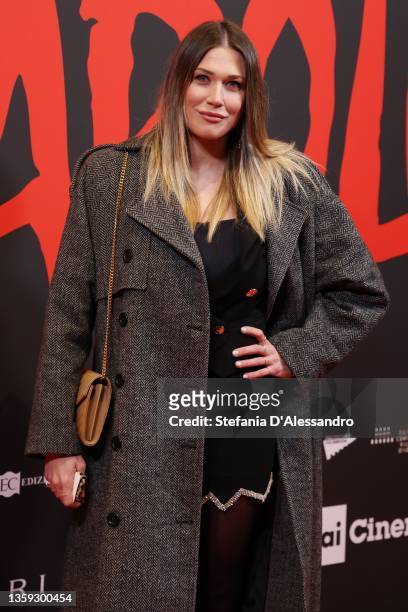 Benedetta Mazza attends the premiere of the movie "Diabolik" at Cinema Odeon on December 15, 2021 in Milan, Italy.