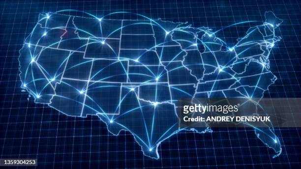 unites states map and newtwork. - mid atlantic usa stock pictures, royalty-free photos & images
