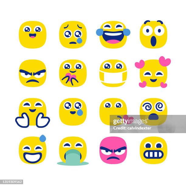 emoticons blob shapes essential collection - hugging self stock illustrations