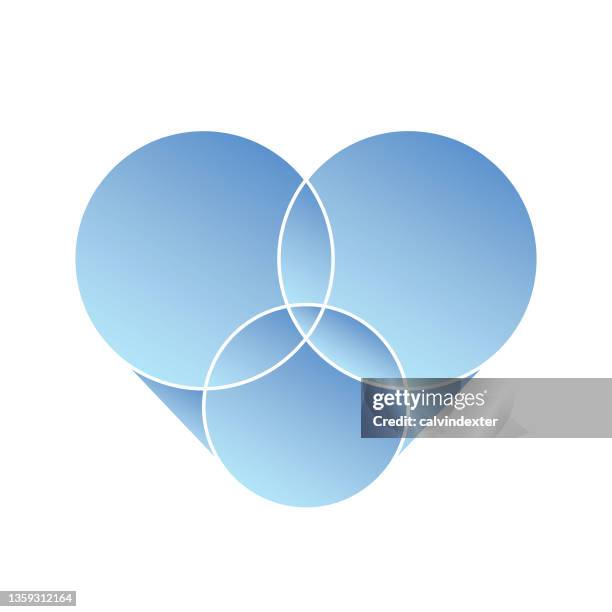 heart shape design concept - venn diagram vector rectangle stock illustrations