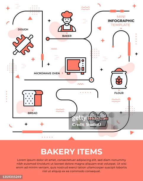 bakery items infographic design - scrambled eggs stock illustrations