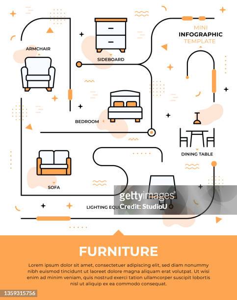 stockillustraties, clipart, cartoons en iconen met furniture infographic design - meubelwinkel
